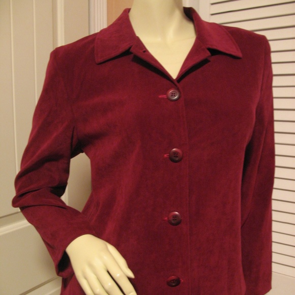 Vintage Y2K 90s Briggs Velour Blazer Jacket Red Maroon Preppy Academia Old Money - Picture 2 of 8